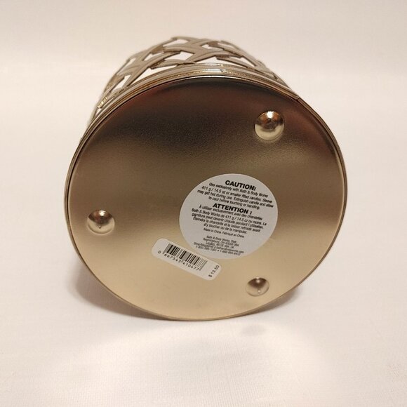 Bath and Body Works Gold Three Wick Candle Holder Gold with Faux Pear In… - Picture 6 of 9